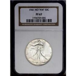 1941 50C No AW PR67 NGC. The designer''s initials are
