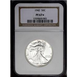 1942 50C PR67 S NGC. A stone-white and gorgeously und