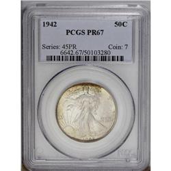 1942 50C PR67 PCGS. Original pearl-gray, lime-gold, an