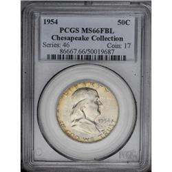 1954 50C MS66 Full Bell Lines PCGS. Lovely golden-brow