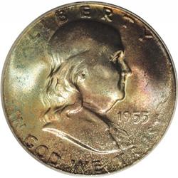 1955 50C MS65 Full Bell Lines PCGS. Intensely toned wi