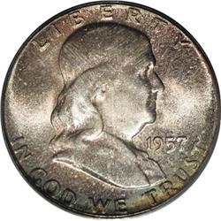 1957 50C MS67 Full Bell Lines PCGS. An immaculate form