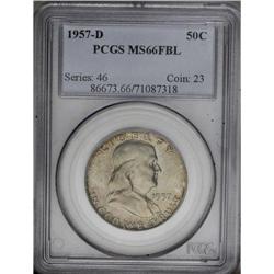 1957-D 50C MS66 Full Bell Lines PCGS. Opaque olive-gra
