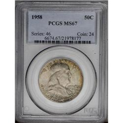 1958 50C MS67 PCGS. Lovely speckled peripheral toning