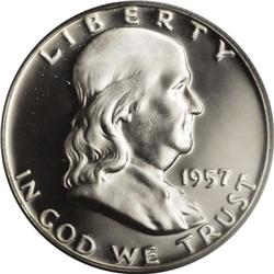 1957 50C PR67 Deep Cameo PCGS. The thickly frosted dev