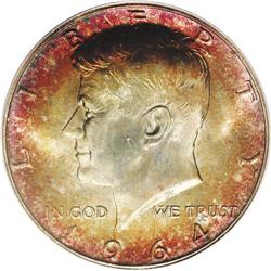 1964 50C MS67 PCGS. Majestically toned in multicolored