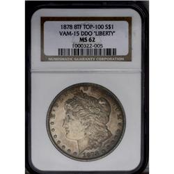 1878 8TF S$1 MS62 NGC. VAM-15, Doubled Die Obverse, To