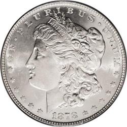 1878 7/8TF S$1 Strong MS65 PCGS. A blazing white Gem o