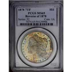1878 7TF S$1 Reverse of 1878 MS65 PCGS. Golden-brown,
