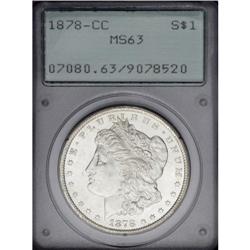 1878-CC S$1 MS63 PCGS. Lustrous and intricately struck