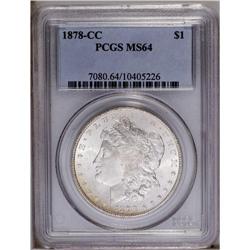 1878-CC S$1 MS64 PCGS. Highly lustrous, silver-gray su