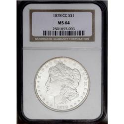 1878-CC S$1 MS64 NGC. Exquisite striking definition is