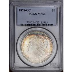 1878-CC S$1 MS64 PCGS. Splotches of aquagreen, lavende