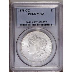 1878-CC S$1 MS65 PCGS. A brilliant Gem with carefully