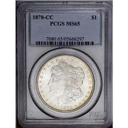 1878-CC S$1 MS65 PCGS. Lovely medium intensity cobalt-