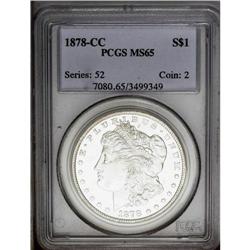 1878-CC S$1 MS65 PCGS. Highly lustrous with frosty sil