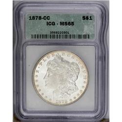 1878-CC S$1 MS65 ICG. Rich copper-gold toning is seen