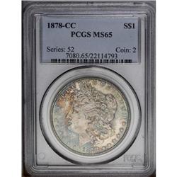 1878-CC S$1 MS65 PCGS. Lovely turquoise-blue and autum