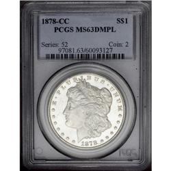 1878-CC S$1 MS63 Deep Mirror Prooflike PCGS. This amaz