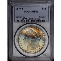 1879-S $1 MS64 PCGS. Beautiful orange, aqua-blue, and