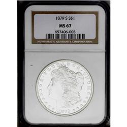1879-S S$1 MS67 NGC. Frosty luster endows each side of