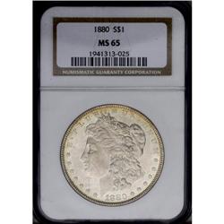 1880 S$1 MS65 NGC. The obverse side of this respectabl