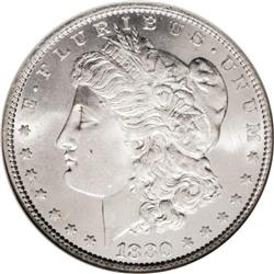 1880 S$1 MS66 NGC. Blazing white throughout with ample