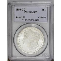 1880-CC S$1 MS65 PCGS. Thick mint frost covers the dev