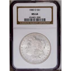 1880-O S$1 MS64 NGC. One mark on Liberty''s cheek has