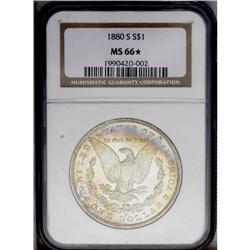 1880-S S$1 MS66 S NGC. Medium S. Gorgeous lemon, powd