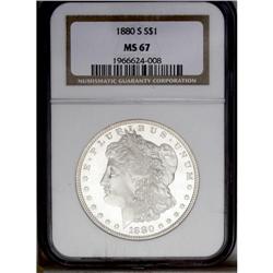1880-S S$1 MS67 NGC. Flashy and untoned, this Superb G
