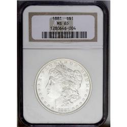 1881 S$1 MS65 NGC. The surfaces exhibit frosty luster