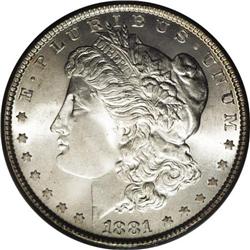 1881 S$1 MS66 PCGS. A brilliant and attractive Gem wit