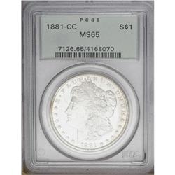 1881-CC S$1 MS65 PCGS. Light tan toning along the righ