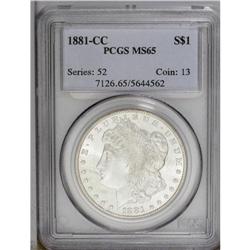 1881-CC S$1 MS65 PCGS. Frosty luster illuminates light