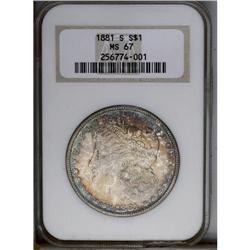 1881-S S$1 MS67 NGC. Sharply struck with pristine surf