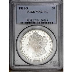 1881-S S$1 MS67 Prooflike PCGS. Fully struck with glis