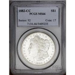 1882-CC S$1 MS66 PCGS. Lovely silver-gray satiny surfa