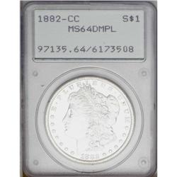 1882-CC S$1 MS64 Deep Mirror Prooflike PCGS. A stone-w