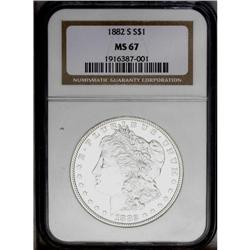 1882-S S$1 MS67 NGC. Sharply struck, including nice de