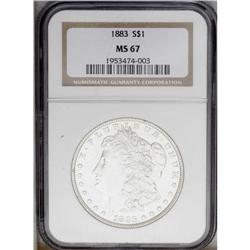 1883 S$1 MS67 NGC. Nearly full brilliance is precluded