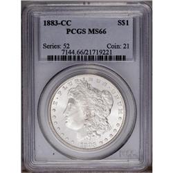 1883-CC S$1 MS66 PCGS. This boldly struck and highly l