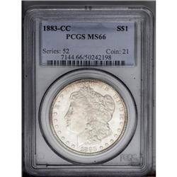 1883-CC S$1 MS66 PCGS. Orange-tinged borders grace thi