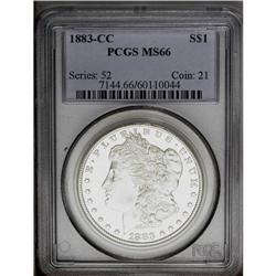 1883-CC S$1 MS66 PCGS. Nicely preserved, radiantly lus