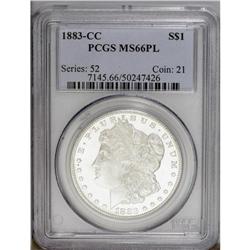 1883-CC S$1 MS66 Prooflike PCGS. A flashy two-toned, w