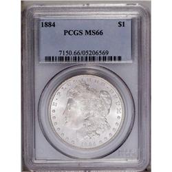 1884 S$1 MS66 PCGS. Silver-gray surfaces reveal pleasi