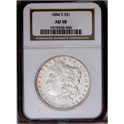 1884-S S$1 AU58 NGC. Extremely lustrous and, in fact,
