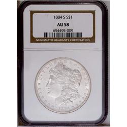 1884-S S$1 AU58 NGC. Although the surfaces are lightly