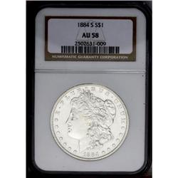 1884-S S$1 AU58 NGC. As nice as this date is usually f