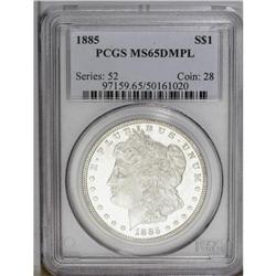 1885 S$1 MS65 Deep Mirror Prooflike PCGS. Lightly nick